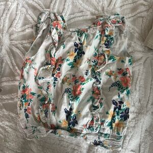 Floral Ruffle Sleeveless Top